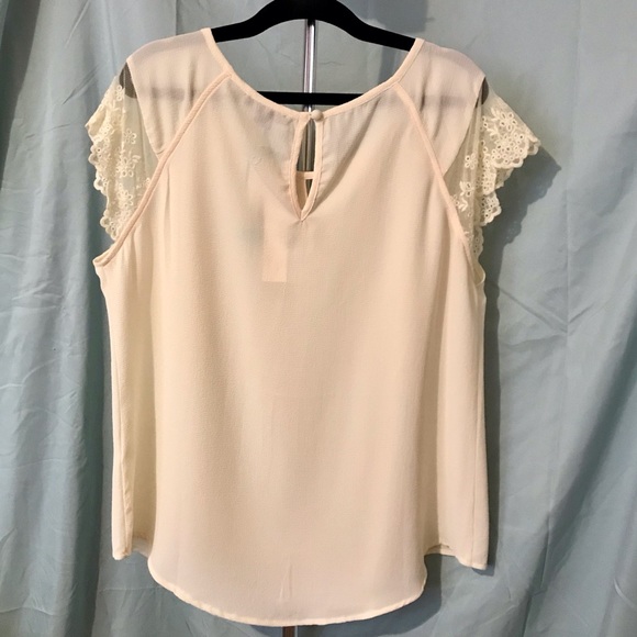 Papermoon Paris Lace Sleeve Blouse M PETITE NWT - Picture 2 of 4